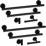 Bathroom Hardware Set, 8 Piece Matte Black Bathroom Towel Bar, Wall-Mount 23''&16" Towel Rack, Toile