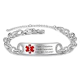 LanM Medical Alert Bracelets for Women Emergency Alert ID Bracelets for Girls Adjustable Medical Ale