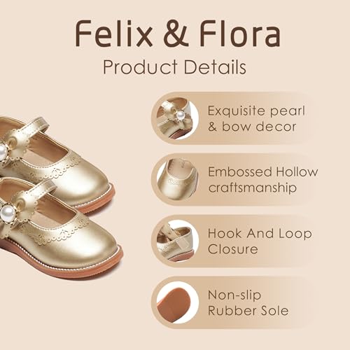 Image of Felix & Flora Toddler Little Girl Princess Dress Shoes-Mary Jane Flats for Girl Party School Shoes