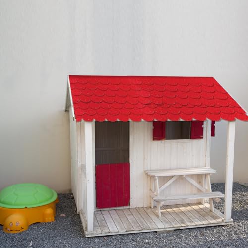 Dachschindeln für Vogelhaus, 32 Stück Dachpappe selbstklebend,Bitumenschindeln, Mini Dachziegel für Nistkasten, Hasenstall, Insektenhotel, Baumhaus (Rot, 32 Stück)