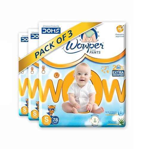 Image of Wowper Baby Diaper Pants | 234 Small Size | Wetness Indicator | Anti Rash |up to 12 hrs Absorption | 4-8 Kg | Super Soft Diapers
