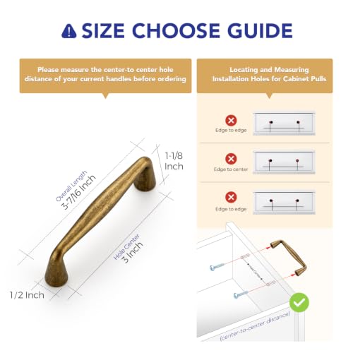 Image of Ravinte 30 Pack 3 Inch Antique Brass Kitchen Cabinet Handles Solid Zinc Alloy Cabinet Pulls Cupboard Hardware Drawer Handles