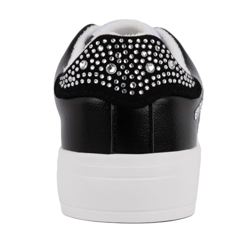 Juicy Couture Women's Platform Sneaker Glitter Script Logo – Casual Lace-Up Shoes for Everyday Style - Aurelie3