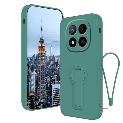 Coque silicone pour Xiaomi Redmi Note 15 Pro 4G avec support et dragonne vert foncé
