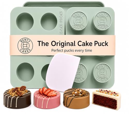 Benty Cakes The Original Cake Puck Mold Set Better than a Cake Pop! Make Chocolate Covered Desserts BPA Free Silicone Includes 1 Mold Set 1 Plastic Tray and 1 Scraper Green