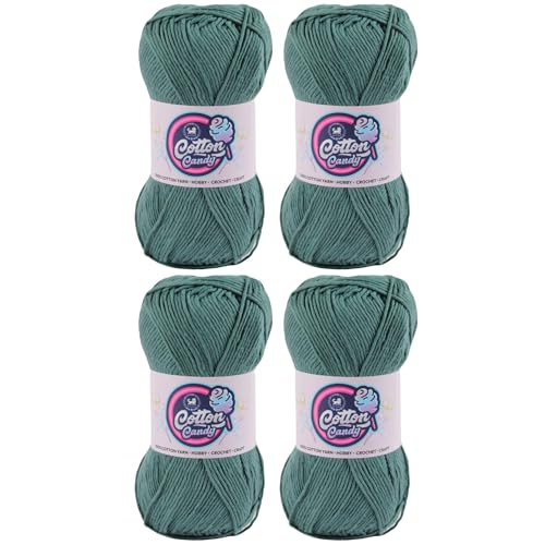 Image of NESTNHAVEN Cotton Candy 100% Cotton Yarn - (100g, 185 Meters) - Luxury Yarn for Crochet, Amigurumi, Embroidery, Toys, Garments, Flowers and Hobby, Projects. (Spanish Green) | (400 Gm)