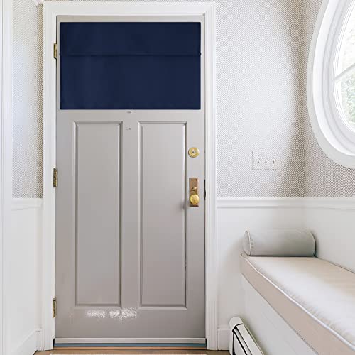 RYB HOME Privacy French Door Cover, Room Darkening Small Window Curtains for Patio Front/Tricia/French Door Tie up Shade for Sightseeing, W26 x L20 inch, 1 Panel, Navy