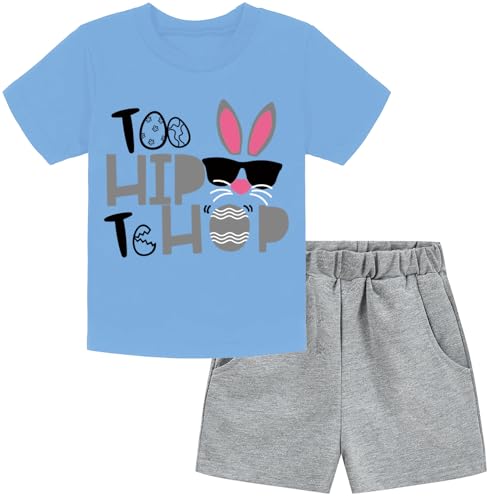 Image of DDSOL Toddler Easter Day Clothing Sets Bunny Easter Egg Monster Truck Kids Causal Outfit Sets 2 Pieces 2-7 Year