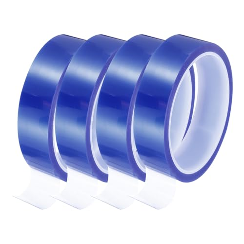 Image of uxcell Blue Heat Tape, 4 Rolls 25mmx33m 108ft High Temperature Heat Resistant Tape for Sublimation,Heat Vinyl Press,Heat Transfer, Circuit Board, No Residue