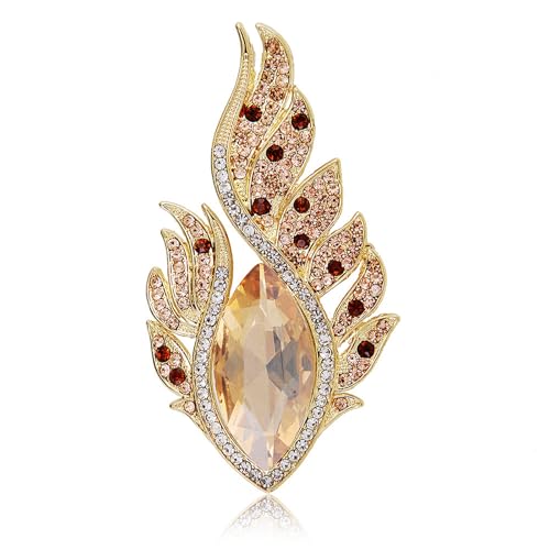 Image of Rhinestone Feather Brooches for Women Men,Vintage Animal Peacock Pin Gold /Silver /Blue / Crystal Diamond Lapel Pins Fashion Enamel Feather Leaf Brooch Elegant Dress Coat Pin Decor Wedding Christmas Birthday Jewelry