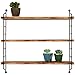 MyGift 23-Inch Modern Floating Shelves Industrial Metal and Rustic Burnt Brown Wood Adjustable Wall Mounted 3-Tier Display Shelf Unit Rack