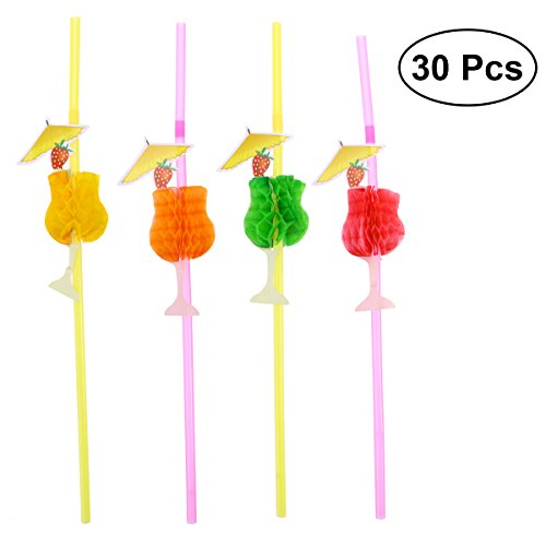 Preisvergleich Produktbild LUOEM 30 STÜCKE Hawaii Trinkhalme Waben Pokal Party Stroh Cocktails Dekorative Strohhalme Sommer Luau Party Dekoration Lieferungen