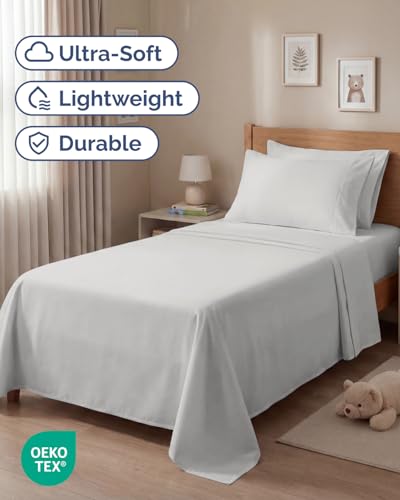 Image of Twin 4 Piece Bed Sheet Set - Breathable & Cooling Sheets - French Grey | Ultra Soft Hotel Luxury Bedding Set with 8-16 Inch Deep Pockets, 1 Flat & 1 Fitted Sheet & 2 Pillowcases, Wrinkle & Fade Free