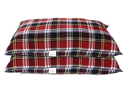 Image of 100% Natural Cotton Fabric Hosiery Medium Hard 100% Cotton Bed Pillow for Real Perfect Neck Support 18 inch x 28 inch - Set of 2