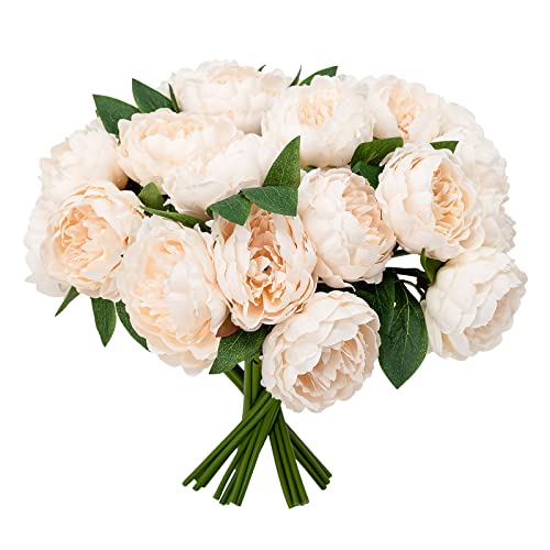 Softflame Artificial/Fake/Faux Flowers - Peony Bundle White Color, Pack Of 5, Totally 25 Heads, For Wedding, Home, Party, Restaurant #TOP15