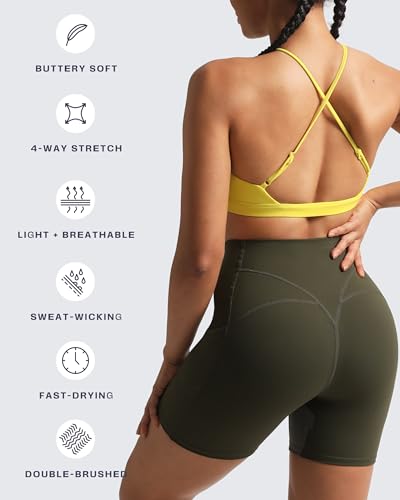 Image of Aoxjox Women's Workout Sports Bras Jamie Deep V Fitness Training Gym Bra Yoga Crop Tank