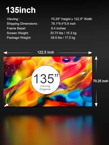 AWOL VISION 135-inch Projector Screen Fixed Frame, 1.3 dB Peak Gain, The Perfect Combo with LTV-2500, 80% Picture Quality Improved, 4K / 8K Ultra HD, Active 3D Wall Mount Projector Screen, MW-135 - Image 4