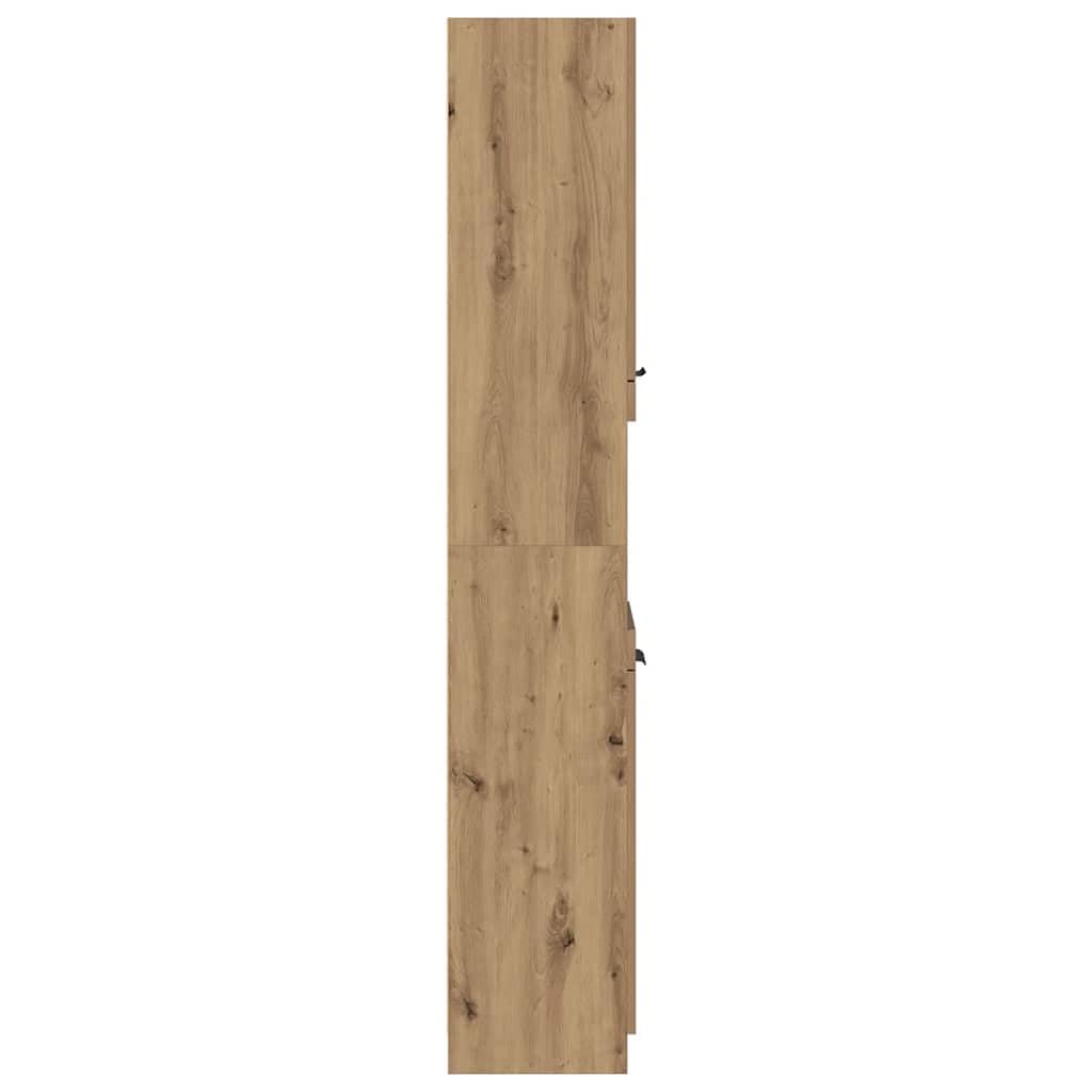Szafka łazienkowa Artisan dąb 32 x 34 x 188,5 cm, materiał drewnopochodny z elastycznymi drzwiczkami, miejsce do przechowywania łazienki, toalety dla gości, toalety i miejsca do prania, łatwa