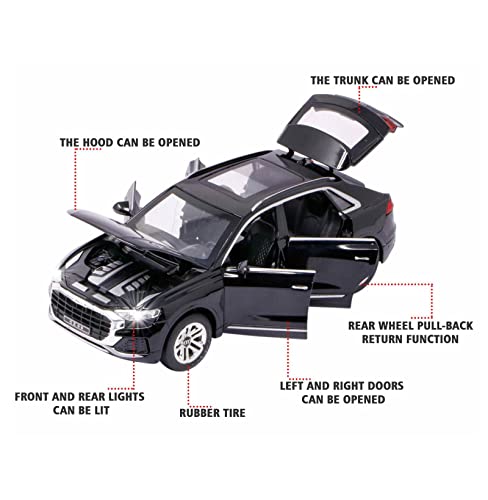 Image of DEUSON ECOM 1:24 Scale Die Cast Metal Toy Car for Kid Model Q8 Light Sound Pullback,Multi