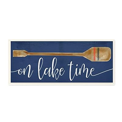 Stupell Industries On Lake Time Phrase Boat Oar Over Blue, Designed by Daphne Polselli Wall Plaque, 7 x 17 41rOglbvdoL. SS400