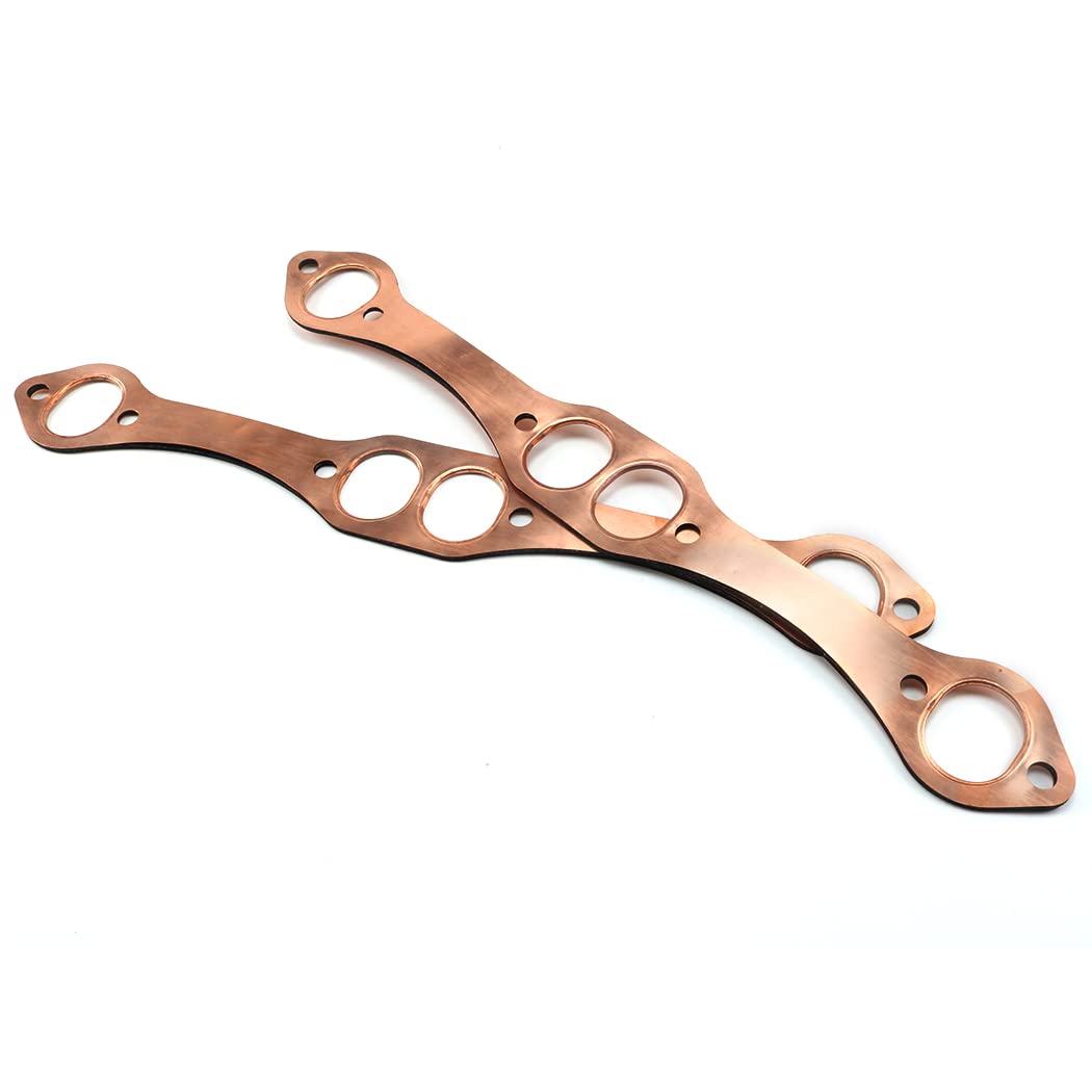 Square Port Copper Exhaust Gaskets For Small Block Chevy - Reusable, 2-Pack For 327, 305, 350, 383 Engines