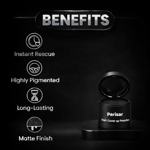 Image of PARISAR Hair Cover Up Powder Black 4g (Pack of 3) | Hair Root Touch Up | Natural Hairline Powder | Bald Spot Cover for Women & Men | Matte Finish