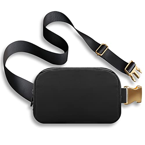 Belt Bag for Women,Fanny Pack Crossbody Bags with Gold Buckle,Everywhere Belt Bag Dupes,Mini Fashionable Waist Bum Bag Pack with Adjustable Strap for Workout Travel Running Hiking