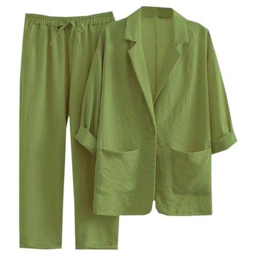Traje de mujer para negocios casual en lino ideal para tus reuniones y eventos de verano