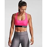 Under Armour womens HeatGear Armour Mid Impact Crossback Sports Bra , Cerise (653)/White , X-Small