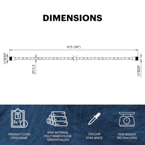 Image of Johnson 4-Pack 36 inch PTMT Braided Pipe with Glassy Nut, Polytrimethylene Terephthalate, Star White, Corrosion-Resistant, Anti-Scaling, High-Temperature Resistant, Durable Plumbing Connection Solution
