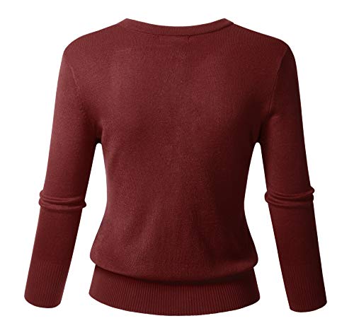 Allsense Women’s Button Down 3/4 Sleeve Crew Neck Knit Cardigan Lightweight Soft Sweater4
