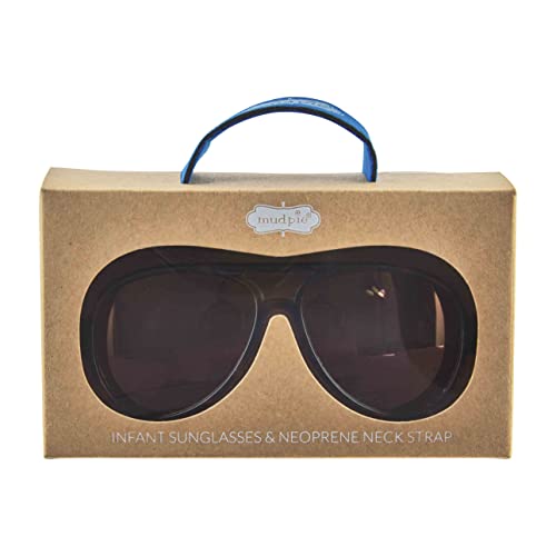 Mud Pie Boys Baby Sunglasses with Strap Set, Tortoise Aviator, 0-2 Years2