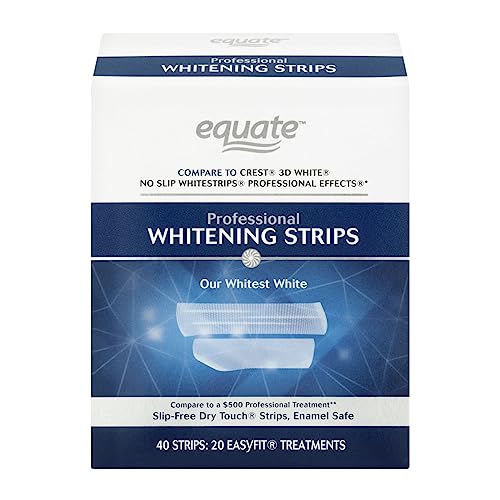 Image of Equate Professional Teeth Whitening Strips, Enamel Safe, 40 Whitening Strips (20 Treatments)