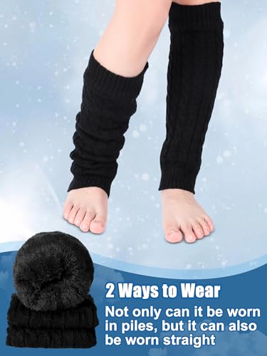 Shihanee Winter Fleece Lined Leg Warmers for Women Knit Long Leg Warmers Warm Fleece Lined Boot Socks for Skating Daily Wear4