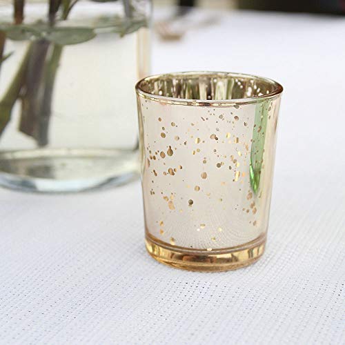 Just Artifacts 2.75-Inch Speckled Mercury Glass Votive Candle Holders (100Pcs, Gold) #TOP5