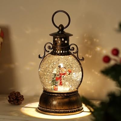 Christmas Snow Globe Lantern Water Glittering S...