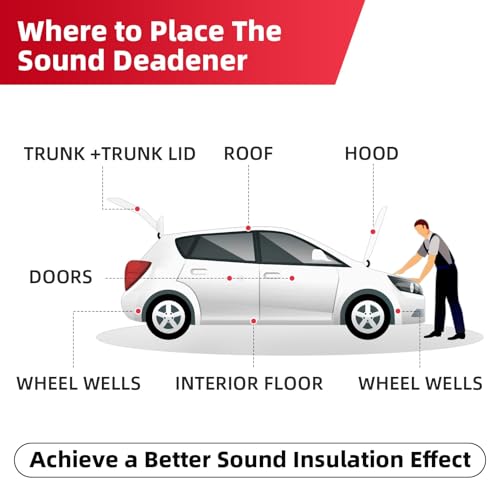 AggSound Sound Deadening Mat 394mil(10 mm) 24sqft - Closed Cell Foam Car Sound Deadening Material - Self-Adhesive Hood Insulation Heat Shield Auto Sound Dampening