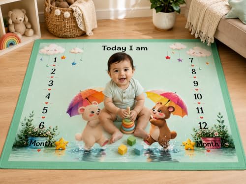Image of NEW COMERS Milestone Baby Blanket for All Season Play Mat, Super Soft Foam | 3 Layer Thick Mat Blankets for Kids /New Born Monthly Photoshoot
