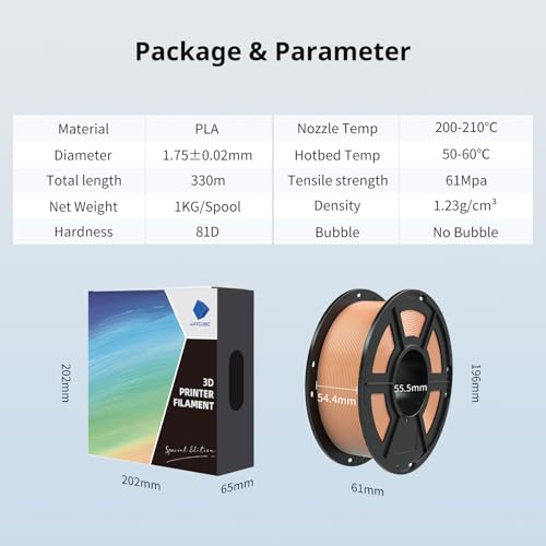 Image of Anycubic PLA 3D Printer Filament Bundle, Intelligent PLA Filament, 1.75mm Dimensional Accuracy + /- 0.02mm, 1KG Reusable Spool, 4KG, Peach Pink, Interstellar Violet, Tropical Turquoise, Spring Leaf