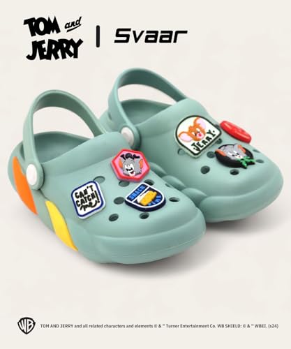 Image of SVAAR x Tom & Jerry Slingback Clog Shoes for Boys & Girls || Indoor & Outdoor Sandals Clogs for Kids with 6 Tom & Jerry Charms