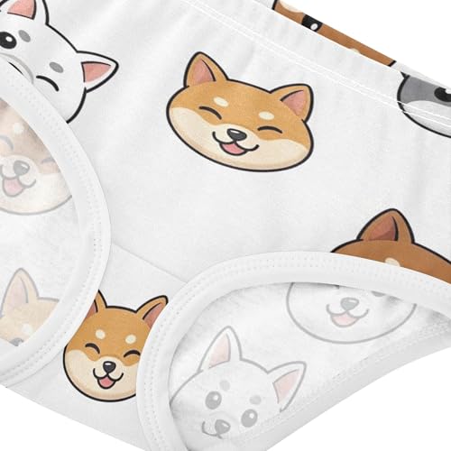 Cute Cartoon Shiba Inu Dogs Girl Panties Cute Toddlers Underwear Floral Cotton Bright Undies Kids Briefs 2t4