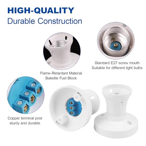 1 Pcs E27 Ceiling Mounted Screw Socket, E27 Lamp Base Socket Converter, LightBulb SocketLamp Fitting, Light Bulb Holder Lamp Bases, E27Light Bulb Holder for Ceiling PendantE27 Screw Fitting - Image 4