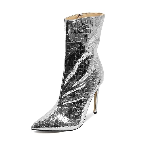 getmorebeauty Women's Ankle Boot Sexy High Heel Pointed Toe Side Zipper Mid Calf Boots