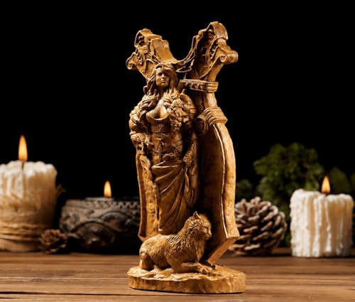 Estatua Freya de madera para altar y decoración miniatura 5