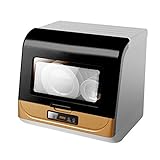 Lavavajillas de Mesa con 6 configuraciones de Lugar Mini lavaplatos portátil Independiente Automático 75 ℃ Pantalla LED de Alta Temperatura 5 Funciones de Lavado Rociador Giratorio 360° Azimut 1200W,