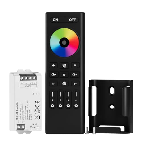 BTF-LIGHTING 5050SMD FCOB COB RGB RF Remote Control RC03RFB&C03RF Controller Kit 4-Zone RF 2.4GHz Wireless Remote Group Control for 4pin RGB(+V R G B) LED Strips DC5V DC12V DC24V