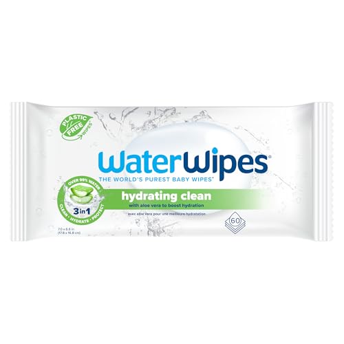 WaterWipes Hydrating Clean Baby Wipes, 99% Water-Based Formula wi...