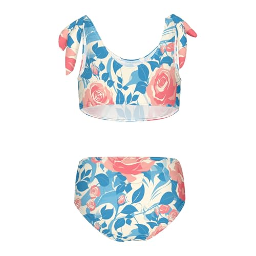 KLL Red Rose Girl 2 Piece Bikini Set Scoop Neck Bathing Suit Swimwear Adjustable Strap2