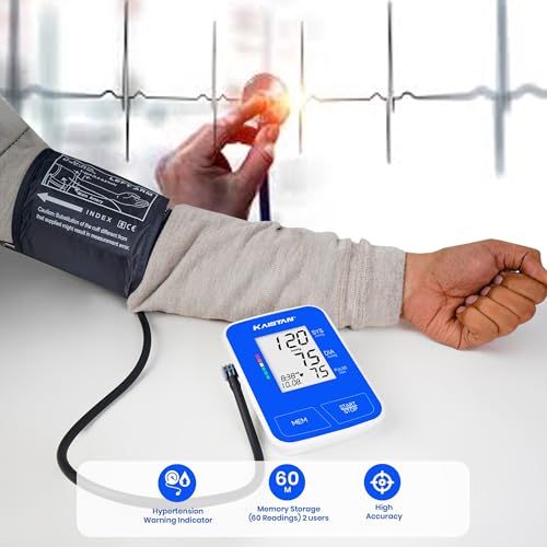 Image of KAISTAN DBP 1231 Blood Pressure Monitor | Fully Automatic Machine for BP Monitoring & Heart Pulse Rate | Digital BP Testing Meter for Home | Dual Power Device USB cable type-C or AAA battery | 120 Reading Memory for 2 users | 2 Years warranty | Fully Automatic, BP Monitoring & Heart Pulse Rate, Digital BP Check Meter for Home, Dual Power USB Type-C or AAA Battery