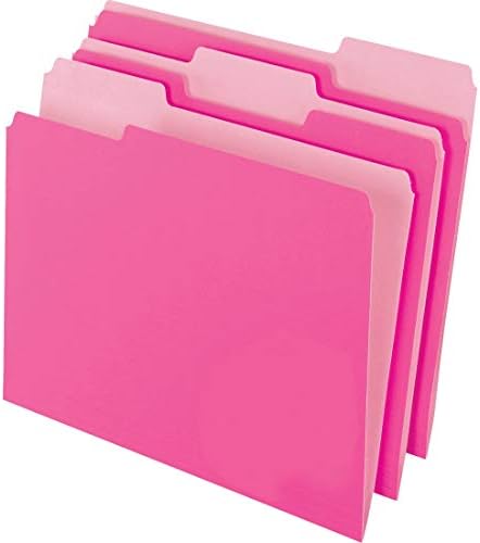 Pendaflex Two-Tone Color File Folders, Letter Size, 1/3 Cut, Pink, 100 Per box (152 1/3 PIN)
